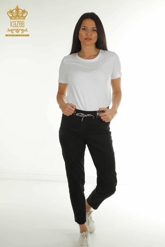 Wholesale Women's Tie-Up Trousers Black - 2406-4517 | M