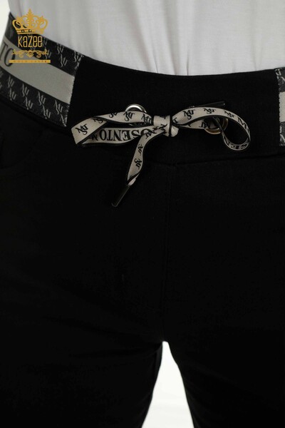 Wholesale Women's Tie-Up Trousers Black - 2406-4517 | M - Thumbnail
