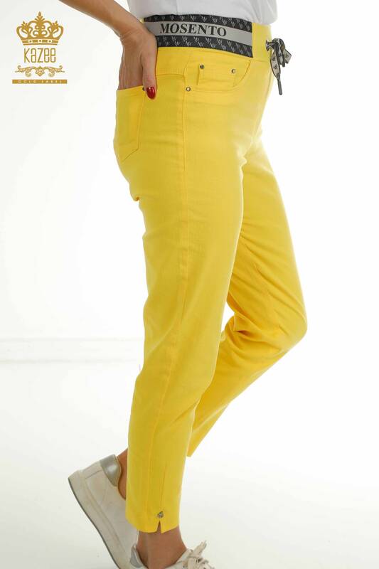 Wholesale Women's Tie-Up Yellow Trousers - 2406-4517 | M