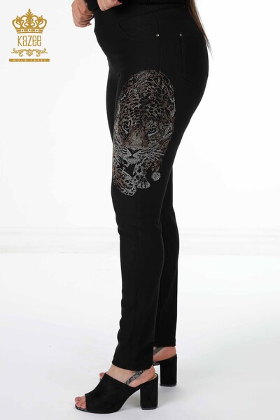 Wholesale Women's Trousers With Tiger Detail Stone Embroidery - 3393 | KAZEE - Thumbnail