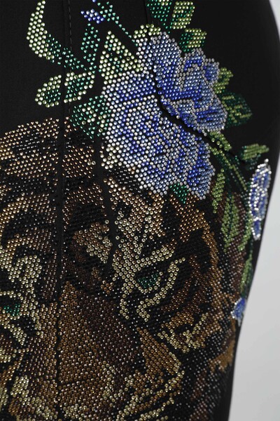 Wholesale Women's Trousers Tiger Pattern Stone Embroidered - 3389 | KAZEE - Thumbnail