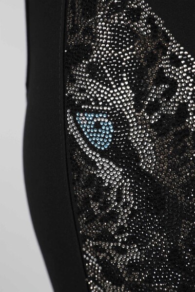 Wholesale Women's Trousers Tiger Pattern Stone Embroidered - 3423 | KAZEE - Thumbnail