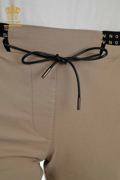 Wholesale Women's Pants with Elastic Waist Beige - 2406-4525 | M. - Thumbnail