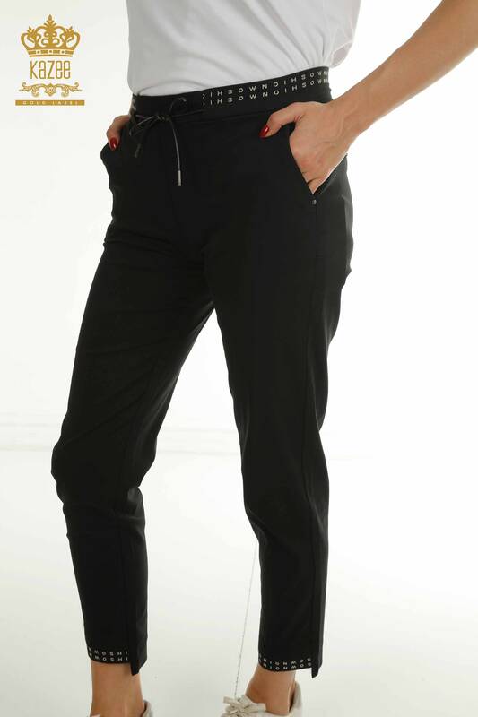 Wholesale Women's Trousers with Elastic Waist Black - 2406-4525 | M.