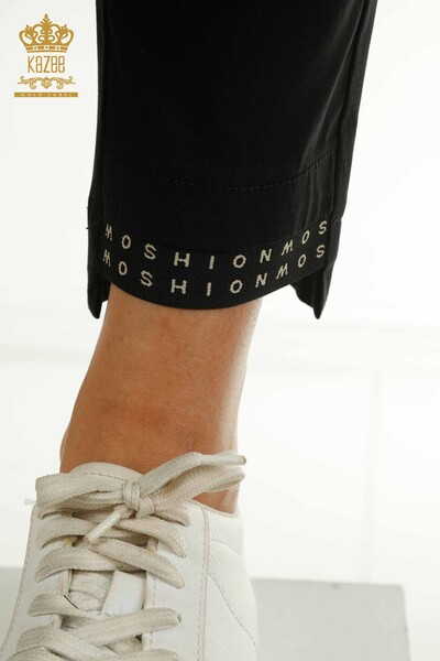 Wholesale Women's Trousers with Elastic Waist Black - 2406-4525 | M. - Thumbnail