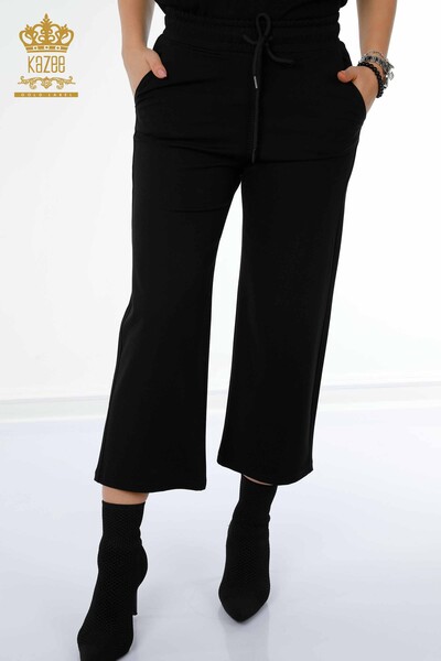 Wholesale Women's Trousers Black With Elastic Waist - 3458 | KAZEE - Thumbnail
