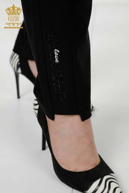 Wholesale Women's Trousers Black With Elastic Waist - 3657 | KAZEE