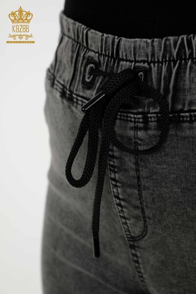 Wholesale Women's Trousers Black With Elastic Waist - 3699 | KAZEE - Thumbnail