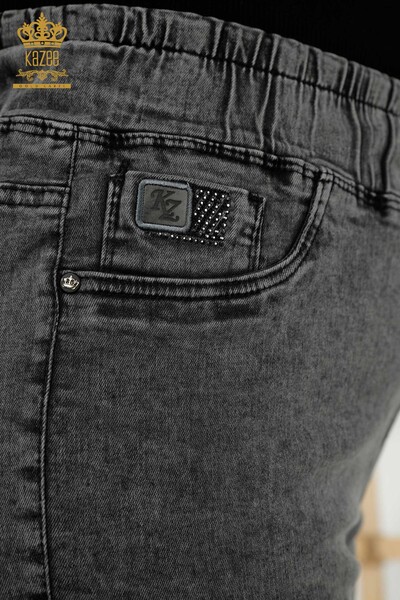 Wholesale Women's Trousers Black With Elastic Waist - 3699 | KAZEE - Thumbnail