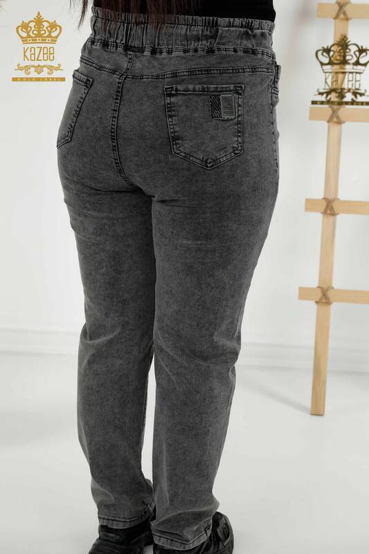 Wholesale Women's Trousers Black With Elastic Waist - 3699 | KAZEE