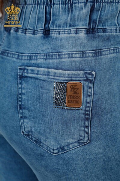 Wholesale Women's Pants With Elastic Waist Blue - 3699 | KAZEE - Thumbnail