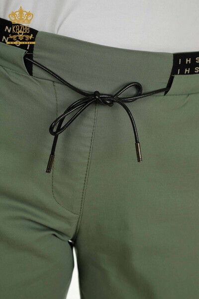 Wholesale Women's Pants with Elastic Waist Khaki - 2406-4525 | M. - Thumbnail