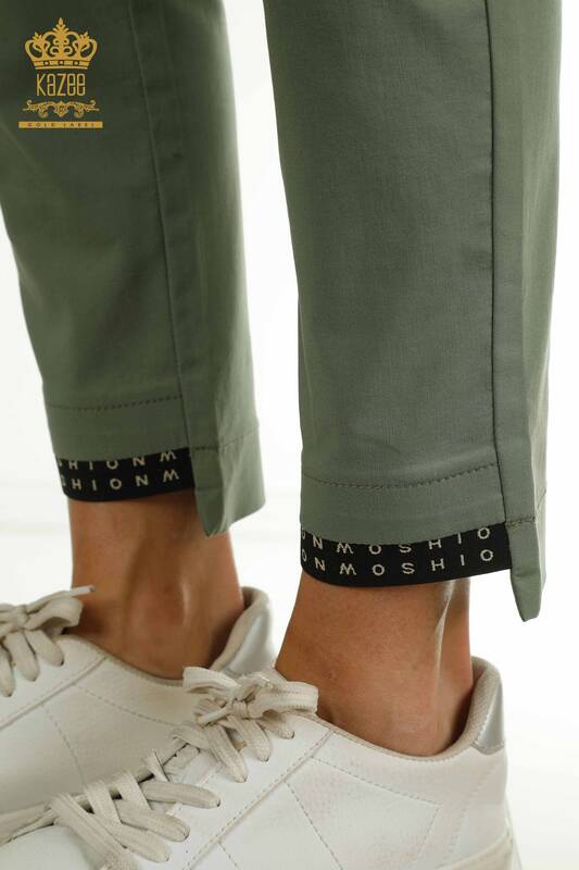 Wholesale Women's Pants with Elastic Waist Khaki - 2406-4525 | M.