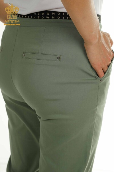 Wholesale Women's Pants with Elastic Waist Khaki - 2406-4525 | M. - Thumbnail