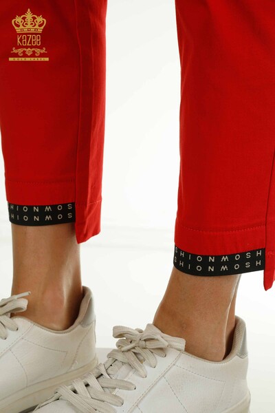 Wholesale Women's Trousers - Elastic Waist - Red - 2406-4525 | M. - Thumbnail