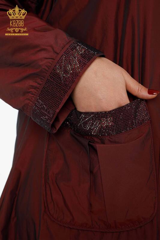 Wholesale Women's Raincoat Claret Red - İstanbul Wholesale Clothing - 7577 | KAZEE
