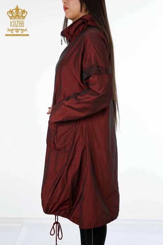 Wholesale Women's Raincoat Claret Red - İstanbul Wholesale Clothing - 7577 | KAZEE