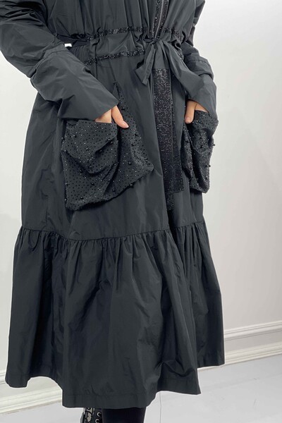 Wholesale Women's Raincoat Zippered Hooded Pocket - 7576 | KAZEE - Thumbnail