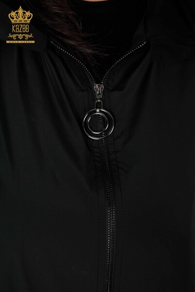 Wholesale Women's Raincoat Zippered Hooded Pocket Detailed - 7572 | KAZEE - Thumbnail