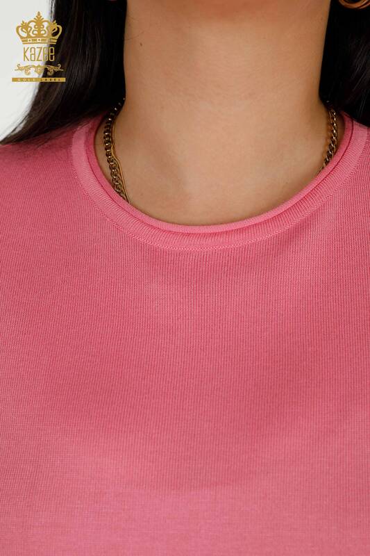 Wholesale Women's Knitwear Sweater American Model Pink - 30443 | KAZEE