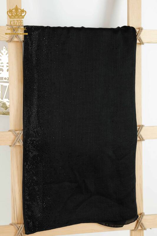 Wholesale Women's Shawl Crystal Stone Embroidered Black - 552 | KAZEE