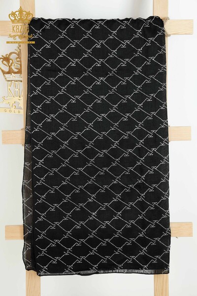 Wholesale Women's Shawl - Striped - Black - 546 | KAZEE - Thumbnail