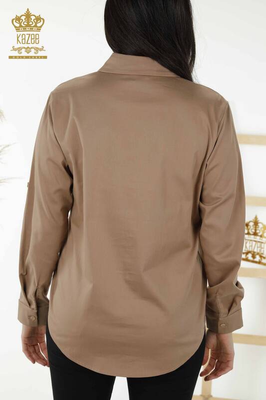 Wholesale Women's Shirt - Angel Wing Patterned - Mink - 20233 | KAZEE