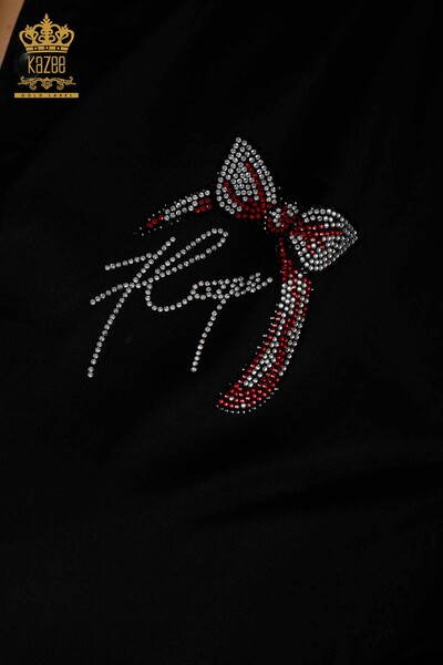 Wholesale Women's Shirt Back Patterned Crystal Stone Embroidered Cotton - 20113 | KAZEE - Thumbnail (2)