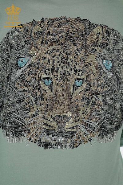 Wholesale Women's Shirt Back Tiger Detailed Stone Embroidered Pocket Detailed - 20005 | KAZEE - Thumbnail