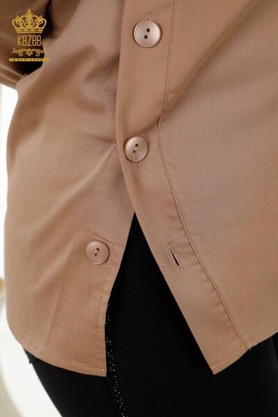 Wholesale Women's Shirts Button Detailed Mink - 20395 | KAZEE - Thumbnail
