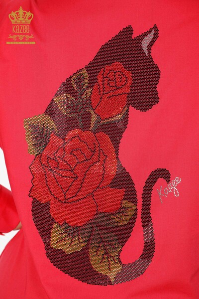 Wholesale Women's Shirt Cotton Colored Stone Embroidered Pattern - 20075 | KAZEE - Thumbnail