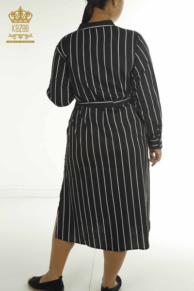 Wholesale Women's Shirt Dress Striped Black - 2402-211672 | S&M - Thumbnail