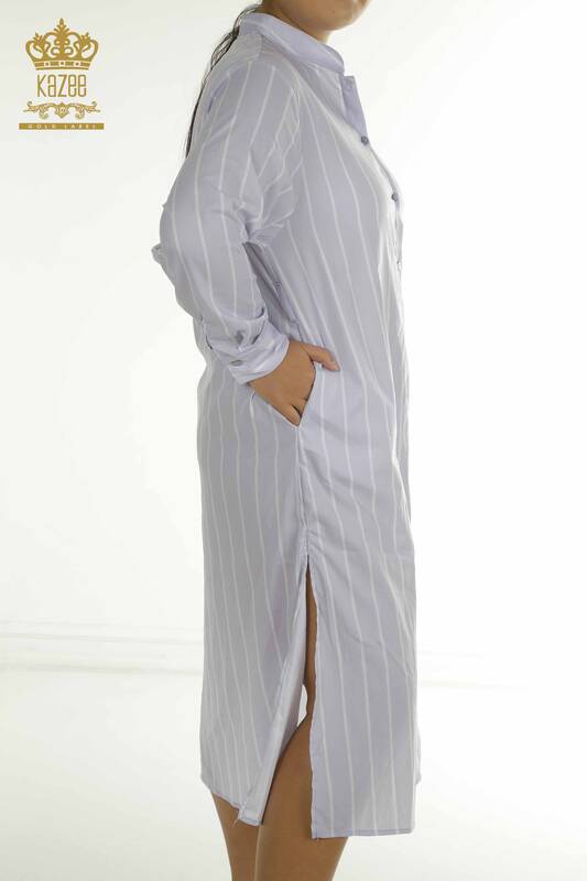 Wholesale Women's Shirt Dress Striped Blue - 2402-211672 | S&M