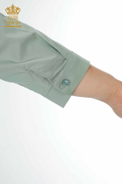 Wholesale Women's Shirt Half Button Mint - 20130 | KAZEE - Thumbnail