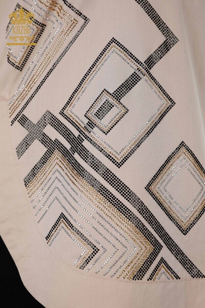 Wholesale Women's Shirt Patterned Crystal Stone Embroidered Cotton - 20125 | KAZEE - Thumbnail