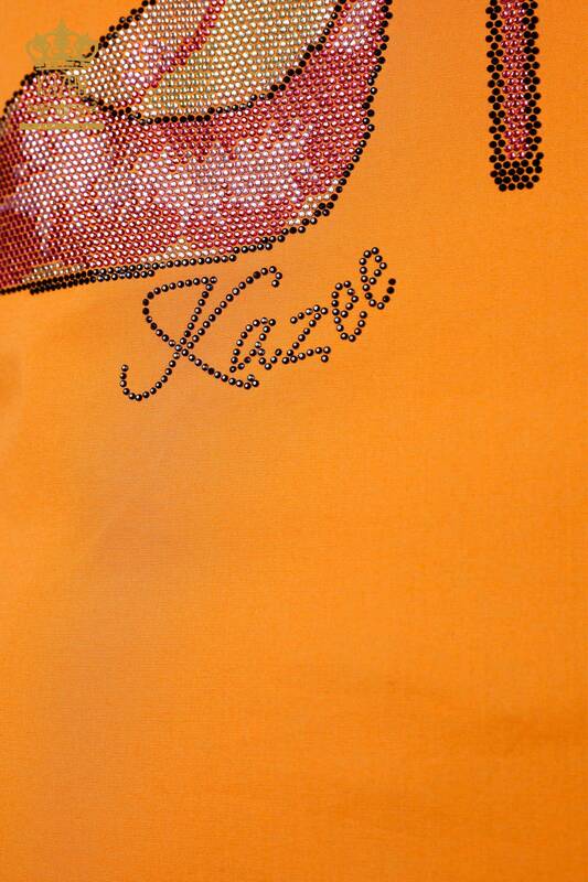 Wholesale Women's Shirt with Pocket Detailed Colored Stone Embroidered Pattern - 20127 | KAZEE