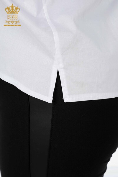 Wholesale Women's Shirt Pocket Lace Detailed Cotton - 20207 | KAZEE - Thumbnail