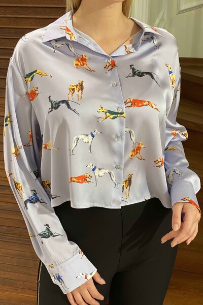 Wholesale Women's Shirt Satin Animal Figure - 17200 | KAZEE - Thumbnail (2)