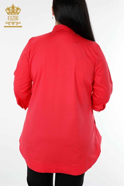 Wholesale Women's Shirt Letter Pattern Coral - 20123 | KAZEE - Thumbnail