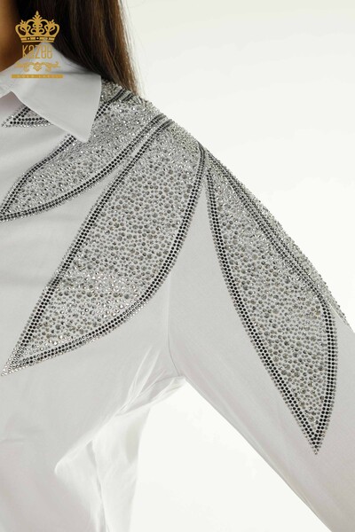 Wholesale Women's Shirt White with Shoulder Detail - 20478 | KAZEE - Thumbnail