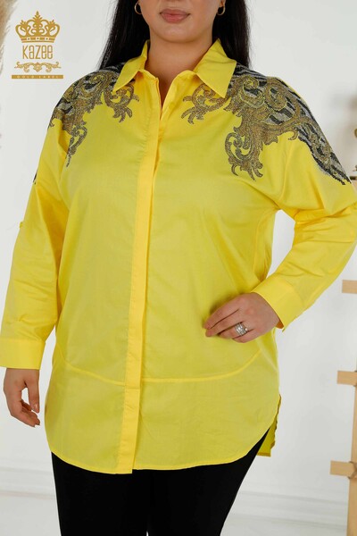 Kazee - Wholesale Women's Shirt - Shoulder Detailed - Yellow - 20440 | KAZEE (1)