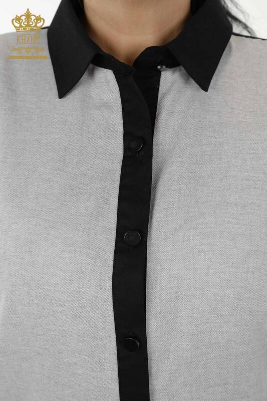 Wholesale Women's Shirt Suit - Patterned - Gray - 20332 | KAZEE