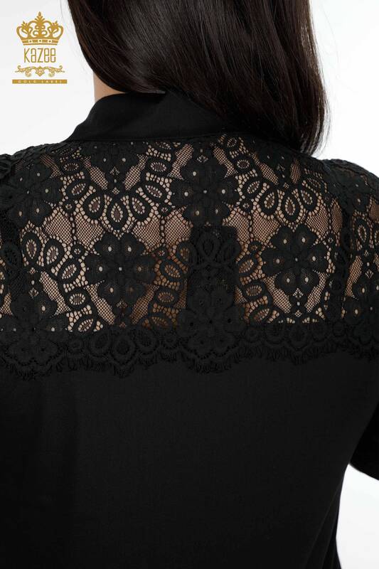 Wholesale Women's Shirt Tulle Detailed Patterned Crystal Stone Embroidered - 20211 | KAZEE