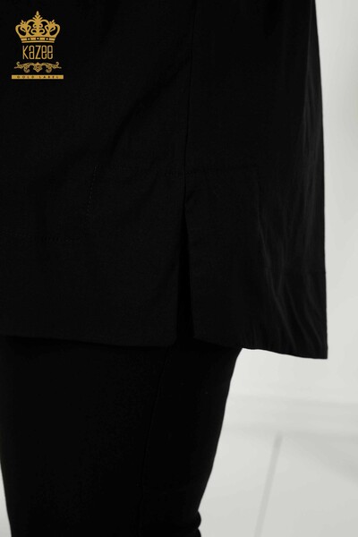 Wholesale Women's Shirt - Two Pockets - Black - 20220 | KAZEE - Thumbnail