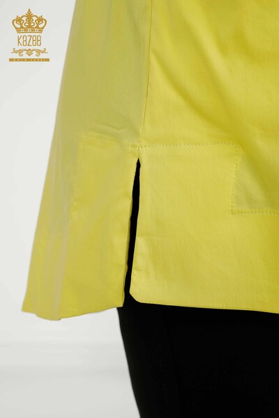 Wholesale Women's Shirt - Two Pockets - Yellow - 20220 | KAZEE - Thumbnail