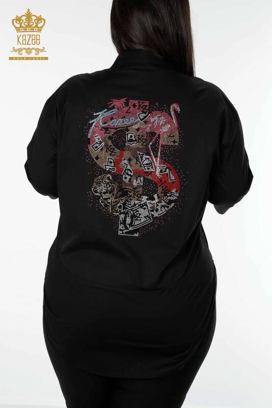 Wholesale Women's Shirt Back Patterned Black - 20006 | KAZEE