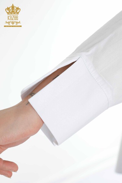 Wholesale Women's Shirt Back Patterned White - 20006 | KAZEE - Thumbnail
