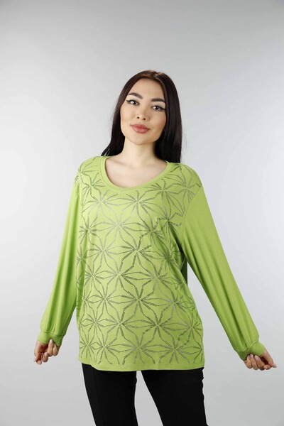 Kazee - Wholesale Women's Shirt Floral Patterned Slit Detailed - 77925 | KAZEE