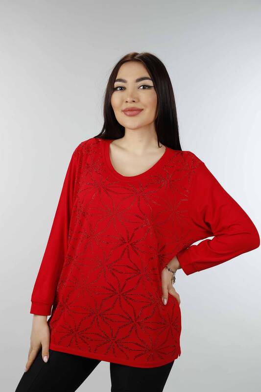 Wholesale Women's Shirt Floral Patterned Slit Detailed - 77925 | KAZEE