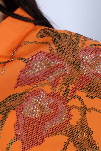 Wholesale Women's Shirt Flower Patterned Stone Embroidery - 17053 | KAZEE - Thumbnail